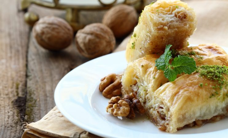 traditional arabic dessert baklava with nuts traditional arabic dessert baklava with nuts